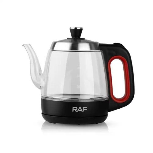 RAF 1.2L Electric Glass Kettle Heat Resistant Boiling Ceramic Glass Kettle Double Layer Protection Protative Glass Kettle 1350W- Multicolor