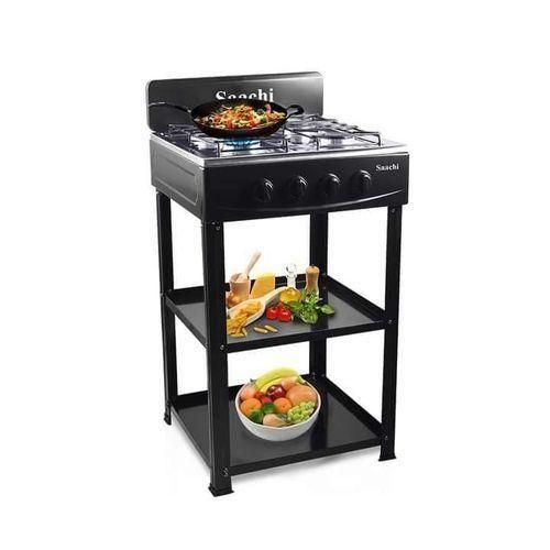Saachi 4 Burner Gas Stove With Shelves-Black