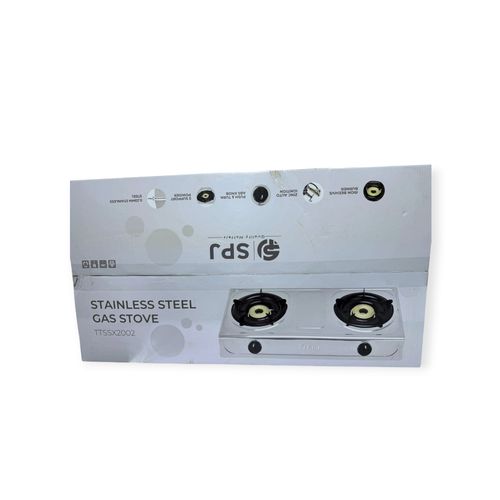 SPJ Countertop Double Gas Burner Cooker With Automatic Ignition - Silver