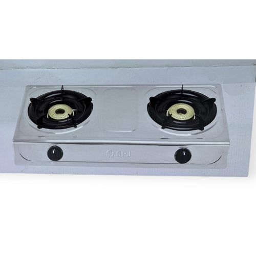 SPJ Countertop Double Gas Burner Cooker With Automatic Ignition - Silver