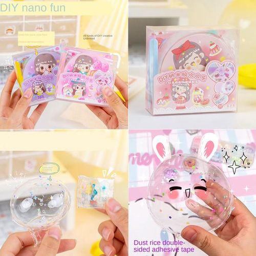 1Set Multipurpose Nano Tape With Straw Small Flash For DIY Craft Children Bubble Tape Toy Reusable Waterproof Adhesive Nano