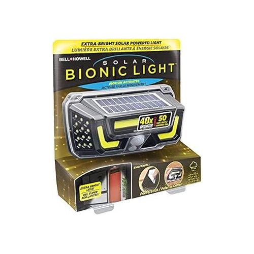 Bell and Howell Solar Bionic Light, Motion Activated Extra Bright Solar Powered LED Light, Weather Resistant - Peel and Stick or Hardware Included
