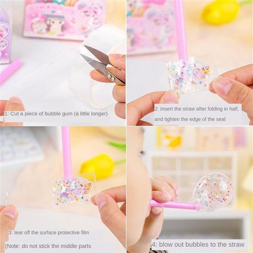 1Set Multipurpose Nano Tape With Straw Small Flash For DIY Craft Children Bubble Tape Toy Reusable Waterproof Adhesive Nano