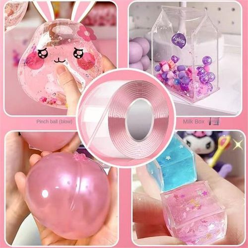 1Set Multipurpose Nano Tape With Straw Small Flash For DIY Craft Children Bubble Tape Toy Reusable Waterproof Adhesive Nano