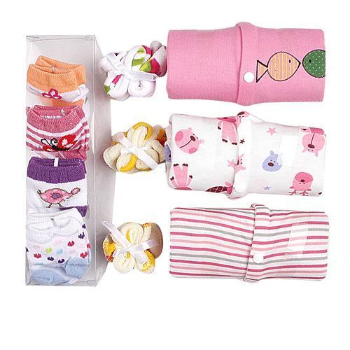 10 In 1 Pack Of Baby 3 Overalls + 3 Wash Towels + 4 Pairs Of Socks - Multicolor