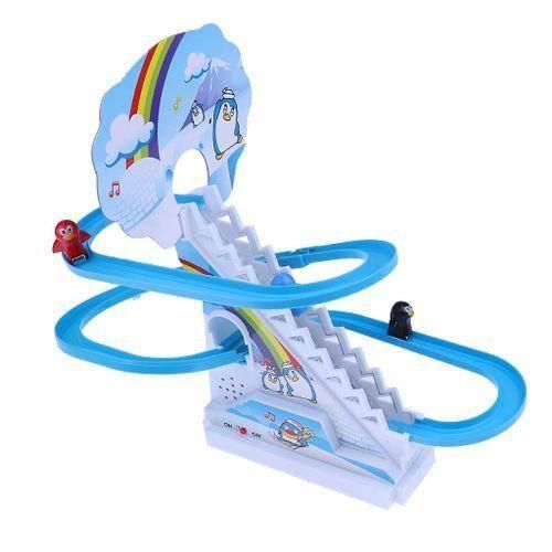 Penguin Climb Stairs Sliding Track Puzzle Electric Race Track Toy With