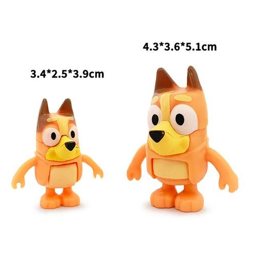 8Pcs Bluey And Bingo Anime Figure Toy Cute PVC Movable Joints Action Figure Model Dolls Kids Birthday Cake Decoration Toys
