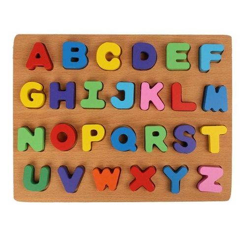 Kids Wooden 3D Letter Number Toys DIY Block Matching Educational Board