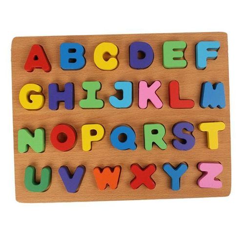 Kids Wooden 3D Letter Number Toys DIY Block Matching Educational Board