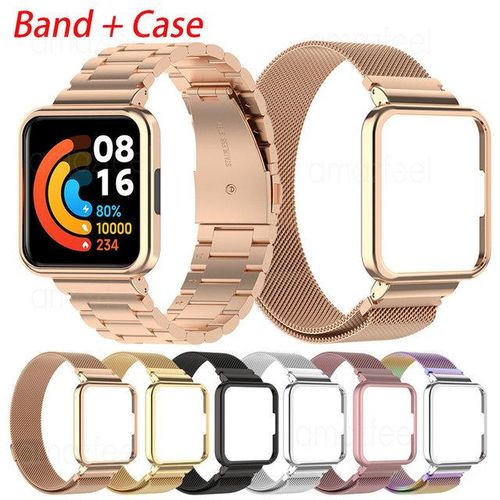 Magnetic Loopcase Protector For Redmi Watch 2 Lite Stainless Steel Bracelet For Redmi Watch 3 Active Metal Strap Cover Frames