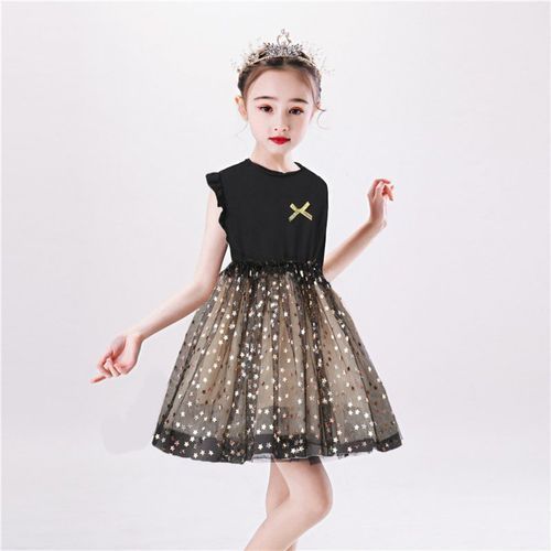 Girls Short Sleeve Children&lsquo;s Clothes Birthday Dresses - Black