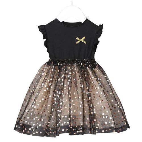 Girls Short Sleeve Children‘s Clothes Birthday Dresses - Black