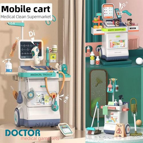 26pcs/20pcs/47pcs Kit For Kids Pretend Station Set Mobile Cart With Kit For Boys Girls Gifts