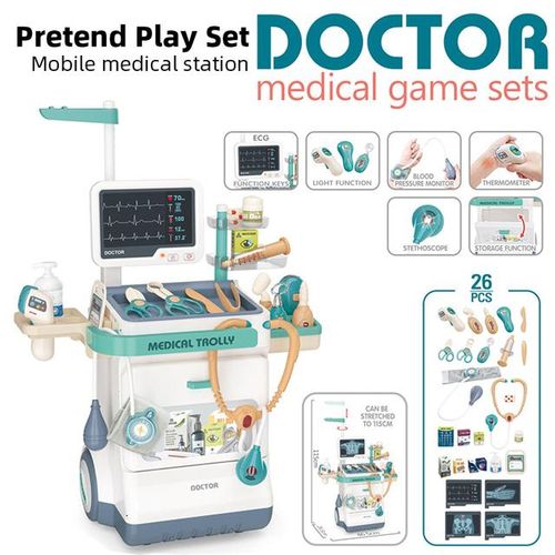 26pcs/20pcs/47pcs Kit For Kids Pretend Station Set Mobile Cart With Kit For Boys Girls Gifts