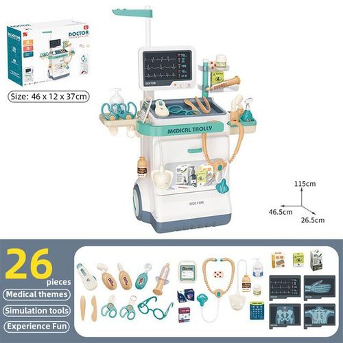 26pcs/20pcs/47pcs Kit For Kids Pretend Station Set Mobile Cart With Kit For Boys Girls Gifts