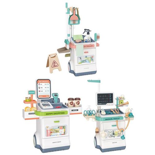 26pcs/20pcs/47pcs Kit For Kids Pretend Station Set Mobile Cart With Kit For Boys Girls Gifts