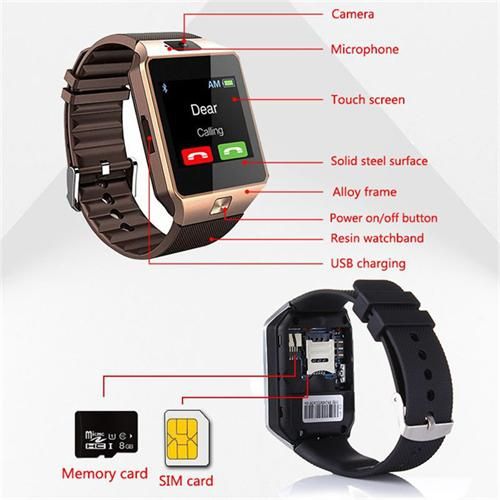 DZ09 SIM Camera Sports Waterproof Digital Call Smart Watch