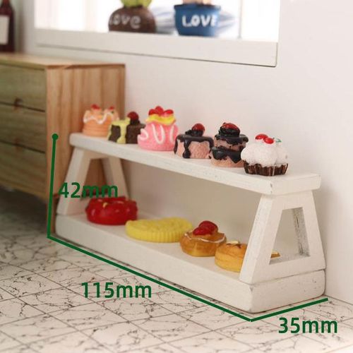 1 Pc Wooden 1:12 Scale Dollhouse Miniature Supermarket Shelves for Food Drink Display Cake Counter Showcase Cabinet