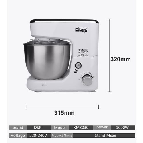 Dsp 5L DSP Blender Dough Hand/Stand Mixer Food Processor, White.