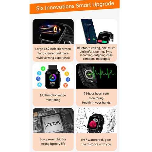 Smart Watches Women Smartwatch Men Blue Tooth Call Heart Rate Blood Pressure Oxygen Monitor Diy Dials Tracker 1.69 Inch Sleep