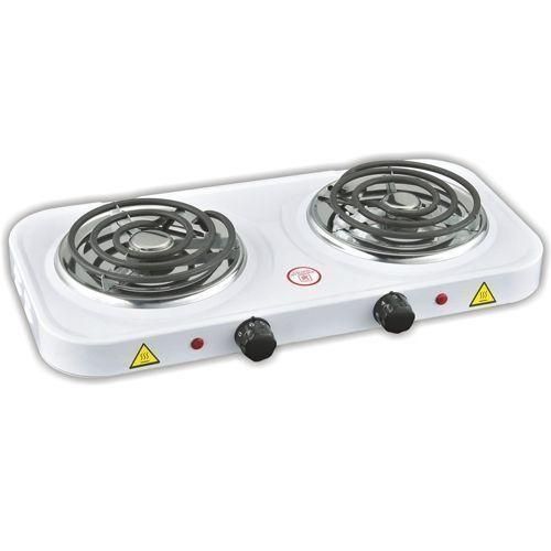Double Burner Electric Coil Hot Plate - White, Black