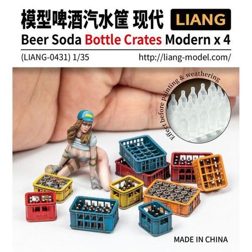 LIANG-0431/0432 Soda Bottle Crates Modern/WWII Assembly Model Scene Building Hobby DIY Accessories 1/35 1/48 1/72 Scale