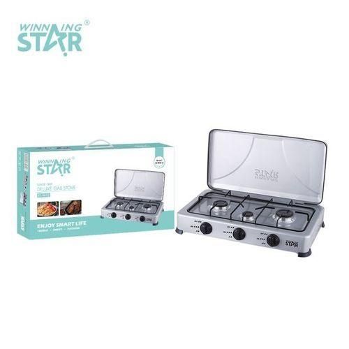 Winningstar 3 Burner Gas Stove Cooker Plate With Automatic Ignition - Grey.
