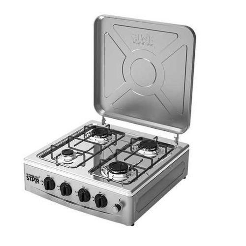 Winningstar 4 Burner Gas Stove Black Burner Kitchen Gas Hob Cast Iron Gas Hob Cooker- Grey.