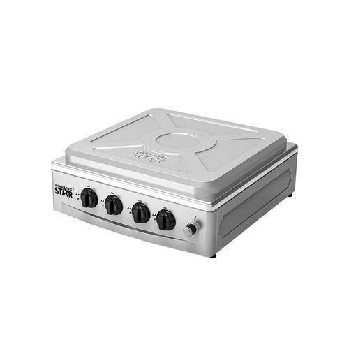 Winningstar 4 Burner Gas Stove Black Burner Kitchen Gas Hob Cast Iron Gas Hob Cooker- Grey.