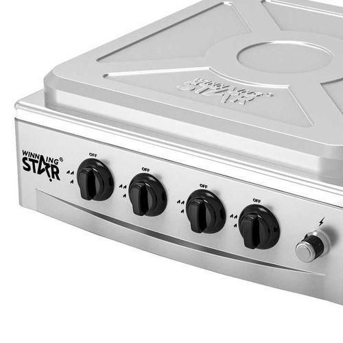 Winningstar 4 Burner Gas Stove Black Burner Kitchen Gas Hob Cast Iron Gas Hob Cooker- Grey.