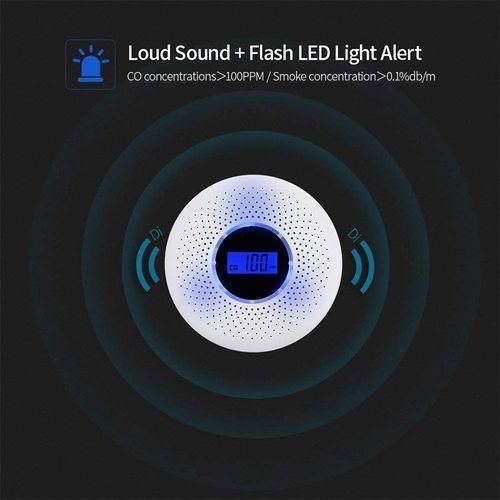 Carbon Monoxide and Smoke Combo Detector Battery Operated CO Alarm with LED Light Flashing Sound Warning NO5116