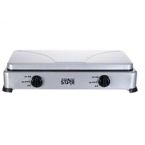 Winningstar 2 Burner Gas Cooking Stove With Lid With Automatic Ignition-Grey.