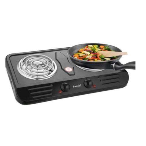 Saachi Double Burner Hot plate with Thermostat Control - Black