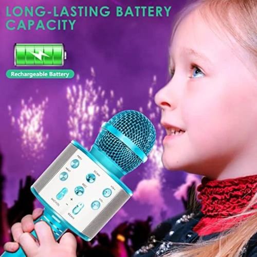 Handheld Wireless Bluetooth Karaoke Machine Microphone For Kids Toys, Microphone For 3-15 Year Old Boys Girl Toys Birthday