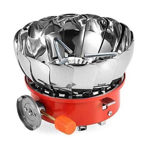 Portable Camping Gas Stove,Folding Windproof Ignition Gas Stove  Silver.