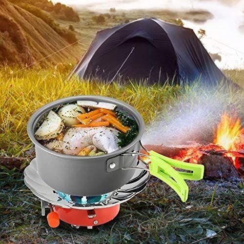 Portable Camping Gas Stove,Folding Windproof Ignition Gas Stove  Silver.