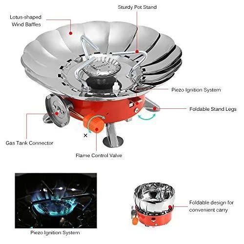 Portable Camping Gas Stove,Folding Windproof Ignition Gas Stove  Silver.