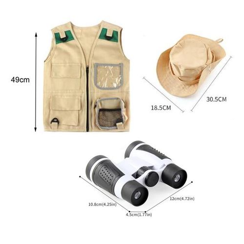 Costume explorer kids kit Kids Explorer Adventures Suit Including Vest and Hat Dress Up Children for Outdoor Adventures Set