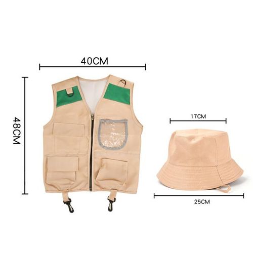 Costume explorer kids kit Kids Explorer Adventures Suit Including Vest and Hat Dress Up Children for Outdoor Adventures Set
