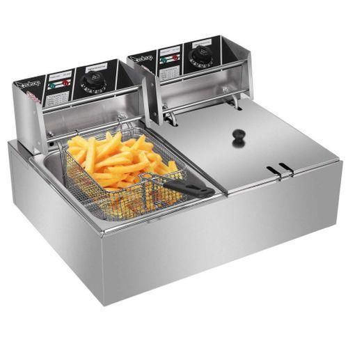 12 LTR Stainless Steel Double Tank DEEP Fryer Machin
