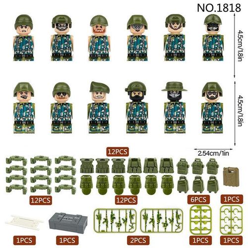 12Pcs Militay Force minifigures Building Blocks Special s Tactics action figure Kids Assemble SWAT Mini Bricks Toys