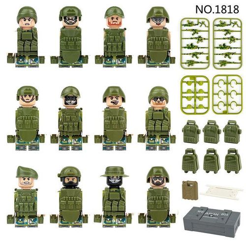 12Pcs Militay Force minifigures Building Blocks Special s Tactics action figure Kids Assemble SWAT Mini Bricks Toys
