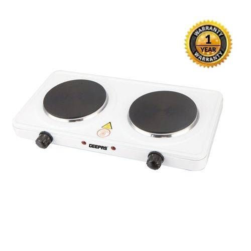 Geepas GHP32014 Electric Double Hotplate 2000W - White