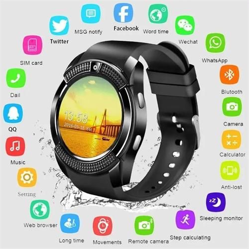 V8 Smart Watch with Camera Sim Card Slot for Android Message Reminder