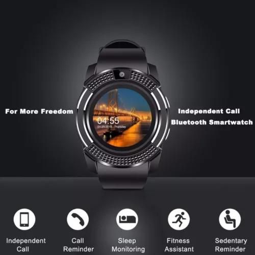 V8 Smart Watch with Camera Sim Card Slot for Android Message Reminder