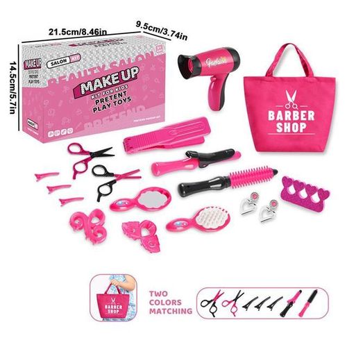 Play Hairdryer Beauty Salon Set for Girls Pretend Hair Styling Set Cute Salon Toy Kit for Develop Hand-Eye Coordination for