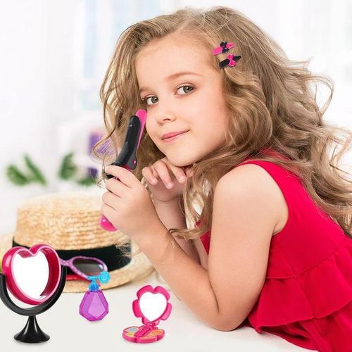 Play Hairdryer Beauty Salon Set for Girls Pretend Hair Styling Set Cute Salon Toy Kit for Develop Hand-Eye Coordination for