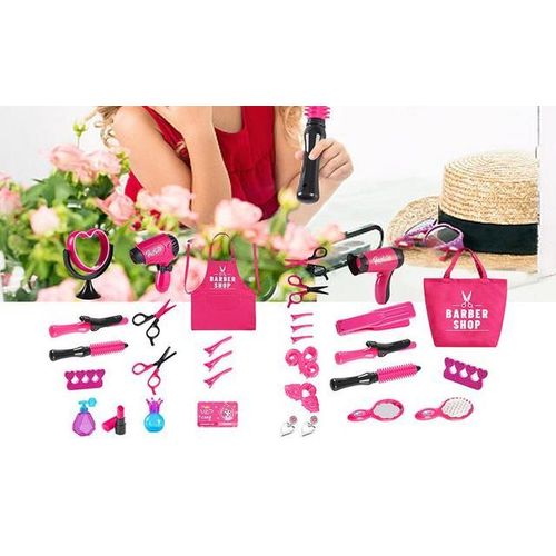 Play Hairdryer Beauty Salon Set for Girls Pretend Hair Styling Set Cute Salon Toy Kit for Develop Hand-Eye Coordination for