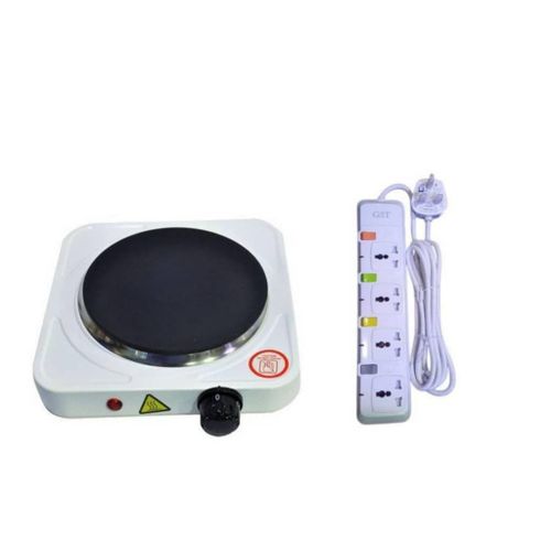 ingle Solid Electric Hotplate 1000W + A G & T 4 Way Cooking Extension- Black & White