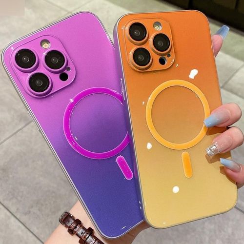 Luminous Magnetic Gradient for Iphone14pro Phone Case Apple 15 Lens All-Inclusive Pc Drop-Resistant I13 Apply Mechanically